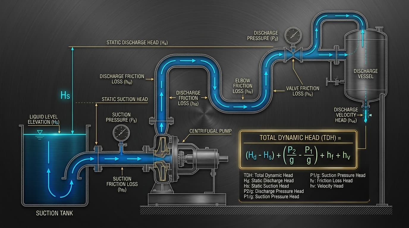 Centrifugal Pump H-Q Performance Curve and System Head Intersection with Best Efficiency Point
